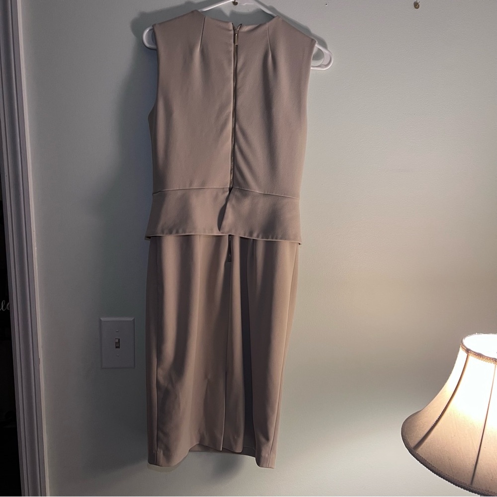 Calvin Klein Sleeveless Peplum Sheath Dress in tan 6 - Picture 2 of 5